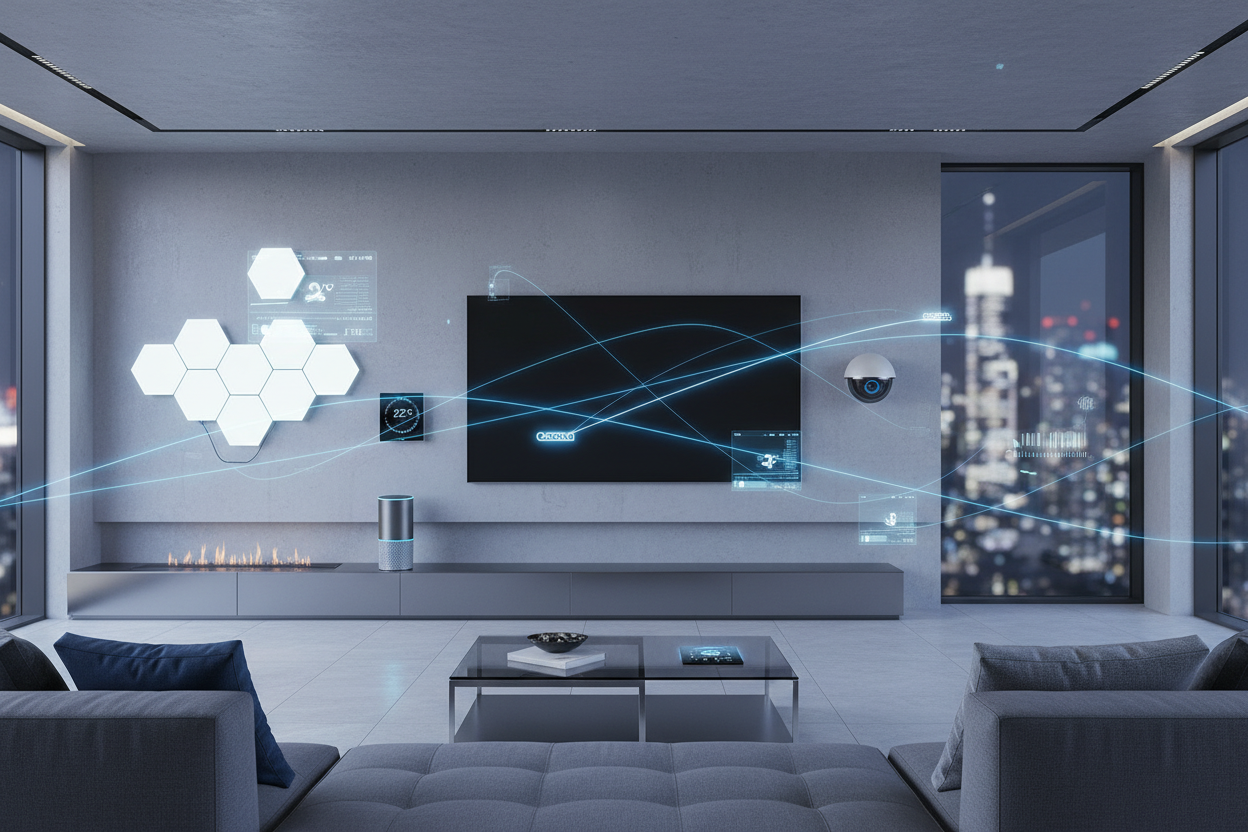 smart home tech background that is catchy for an audience